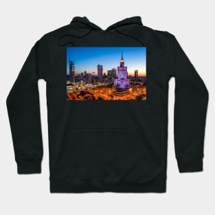 Warsaw city center at dusk Hoodie